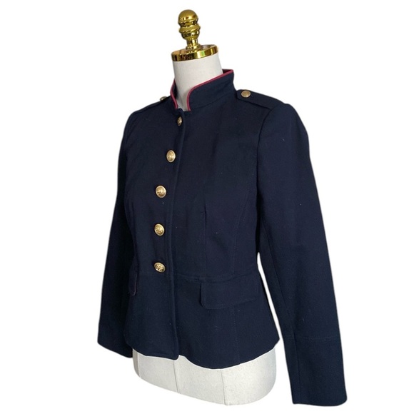 TALBOTS Women’s Classic Modest Navy Compact Military Twill Cotton Jacket Size 2 - Picture 7 of 12
